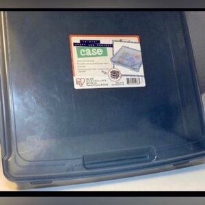 Iris BLUE TINT Plastic Scrapbook Paper Box Carrying Case Storage Tote
